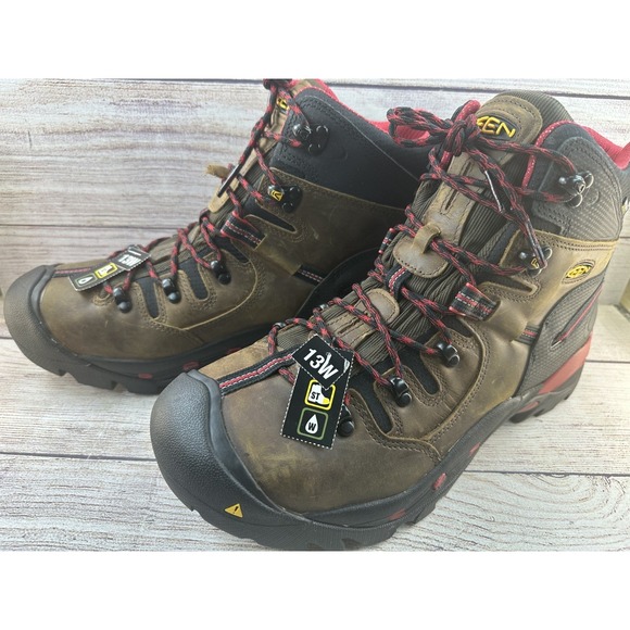 KEEN Utility Steel Toe Work Boots Waterproof Brown Leather Lace Up Mens 13 EE main image 9